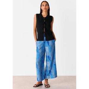 Whistles Blue Stripe Print Cropped Trousers